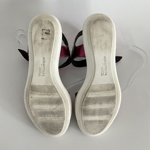 Aquatalia Sandals Women 8.5M Metallic Fuchsia Leather Ravish Ankle Strap - Picture 9 of 12